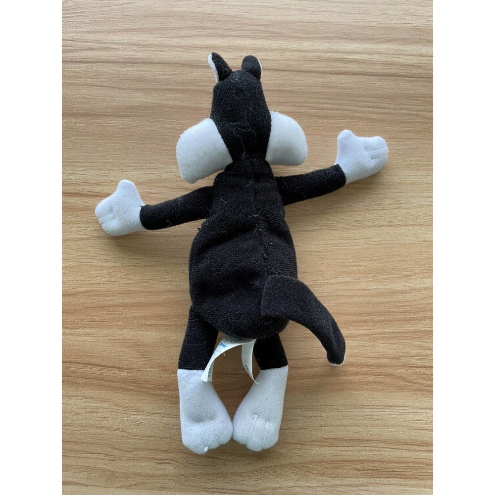 *1997 Sylvester Cat Tongue Out Plush Stuffed Animal Beads Vintage 8" Applause - Picture 5 of 5